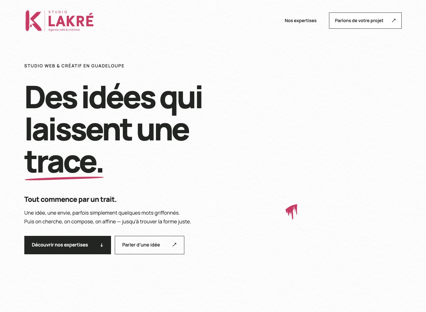 Page d’accueil de Studio Lakré, version ordinateur